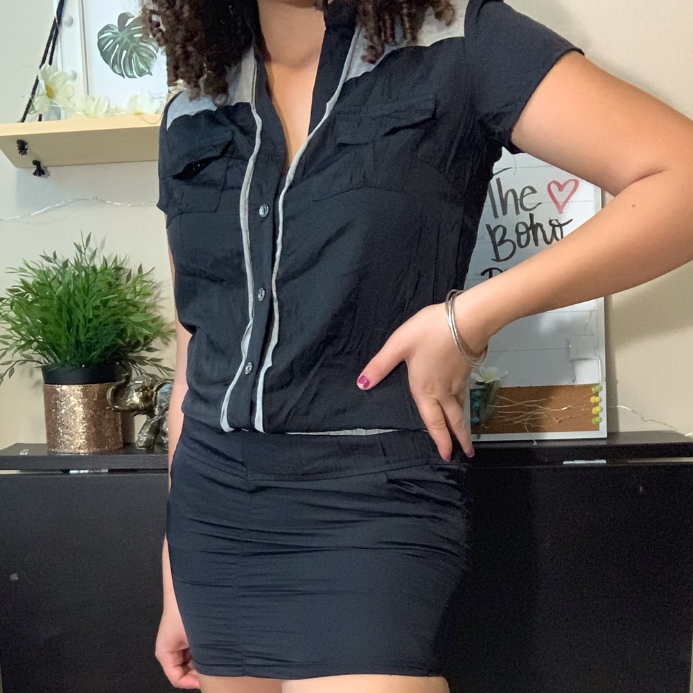 Collared Button down short dress